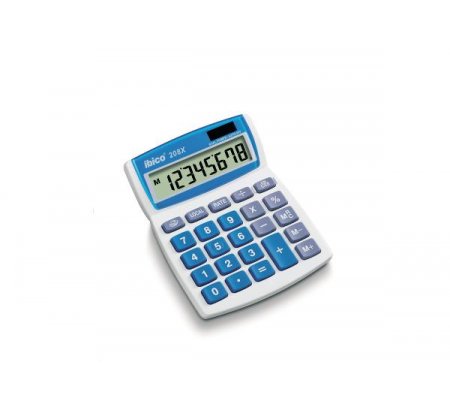 Kalkulator biurowy REXEL Ibico 208X biało-niebieski opakowany w blister