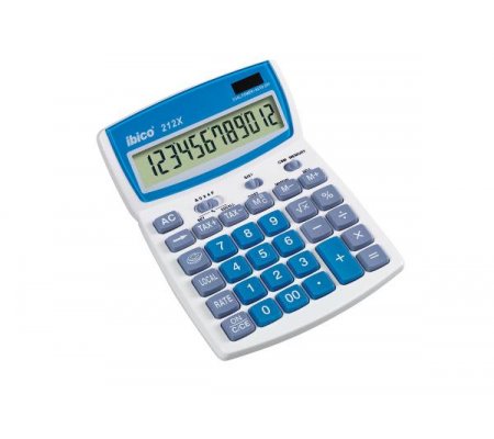 Kalkulator biurowy REXEL Ibico 212X biało-niebieski opakowany w blister