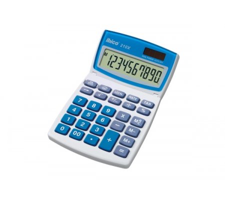 Kalkulator biurowy REXEL Ibico 210X biało-niebieski opakowany w blister